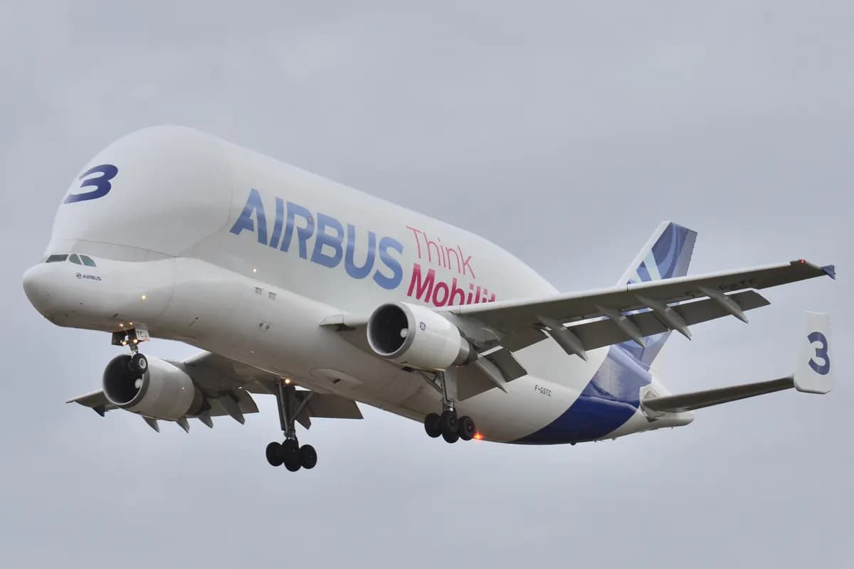Airbus Beluga in flight showing smooth convex curvature at the front